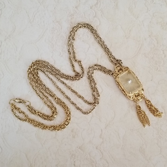 Vintage 1920s Art Deco CAMPHOR GLASS Pendant Neckace - Picture 8 of 16